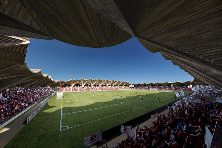 VUILD Designs Timber Stadium in Fukushima Drawing on Japanese Traditions of Renewal - Image 4 of 12