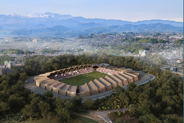 VUILD Designs Timber Stadium in Fukushima Drawing on Japanese Traditions of Renewal - More Images