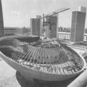 The Egg, a performing arts center that is part of the Empire State Plaza in Albany, New York, United States, under construction. Image via Wikimedia Commons (Public Domain) The Egg Performing Arts Center Reopens Following Six-Month Restoration in Albany, New York - Image 2 of 5