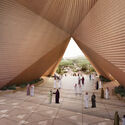 The Grand Mosque, A shaded forecourt connects the main boulevard with Wadi Hanifah. Image © X Architects X Architects Design Grand Mosque for Saudi Arabia’s Diriyah Gate Development - Image 3 of 8