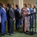 Minister for Foreign Affairs of Togo Briefs Press on "Correct the Map" Resolution. Image © UN Photo/Manuel Elías UN General Assembly Votes to Promote Equal Earth Projection for More Accurate World Maps - Image 5 of 8