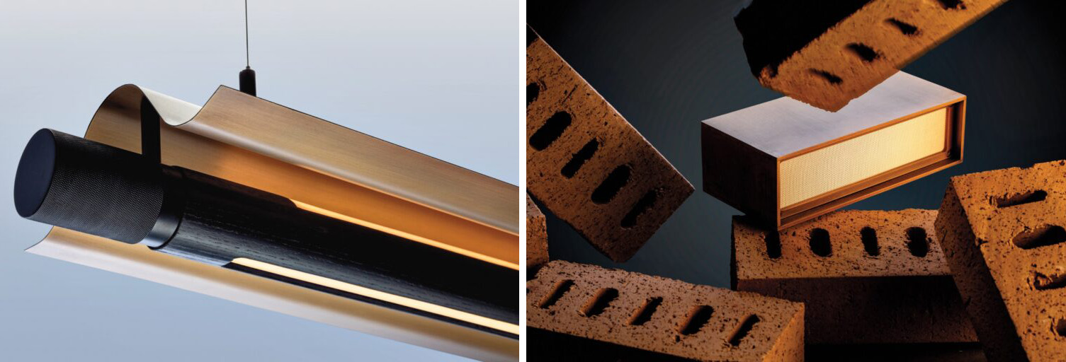 OG 18ga pendant light and OG brick by Omar Gandhi Architects.